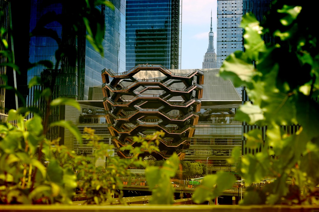 view photography of plants and building